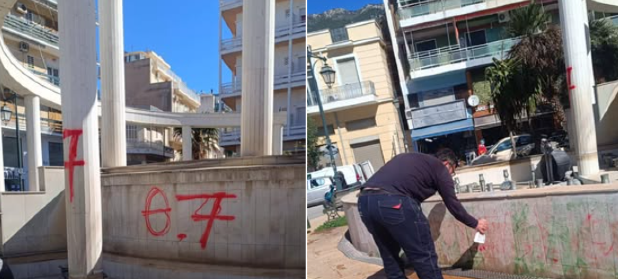 Νέος βανδαλισμός στο συντριβάνι της Πλατείας 25ης Μαρτίου στο Λουτράκι – Έκκληση για σεβασμό στη δημόσια περιουσία