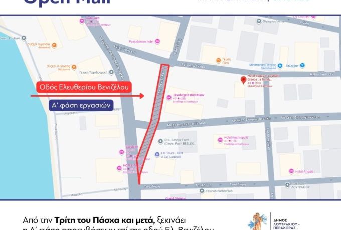 Δήμος Λουτρακίου – Περαχώρας – Αγίων Θεοδώρων: Ξεκινά η Α’ φάση παρεμβάσεων για το «Ανοιχτό Κέντρο Εμπορίου Λουτρακίου»