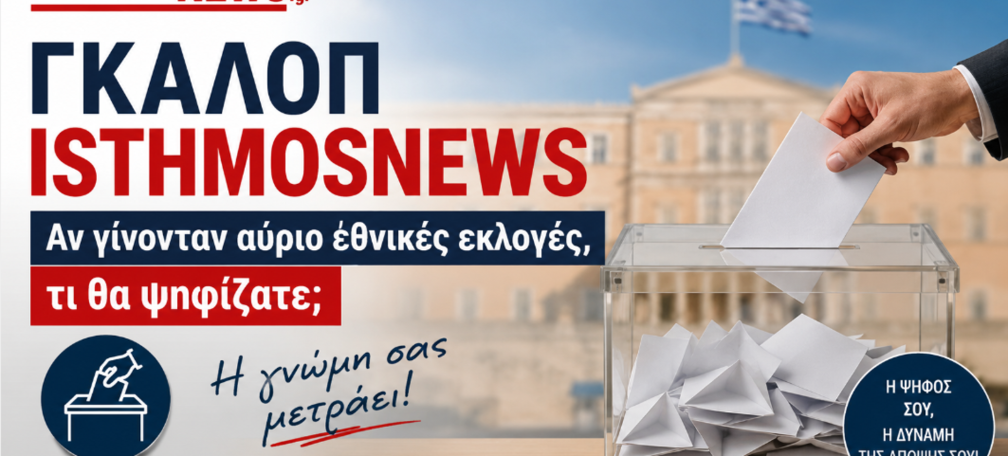 «Γκάλοπ IsthmosNews: Αν γίνονταν αύριο εθνικές εκλογές, τι θα ψηφίζατε;»