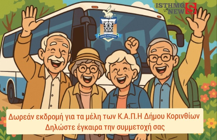 Δωρεάν εκδρομή  για τα μέλη των Κ.Α.Π.Η. Δήμου Κορινθίων |  Δηλώστε συμμετοχή σήμερα 
