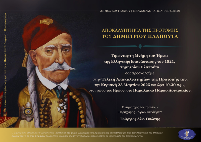 Τελετή Αποκαλυπτηρίων της Προτομής του ήρωα της Ελληνικής Επανάστασης , Δημητρίου Πλαπούτα